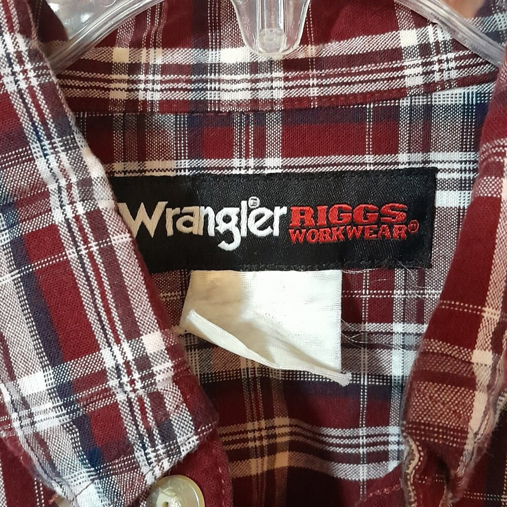 Wrangler Riggs Workwear Maroon Plaid Long Sleeve XXL - Picture 4 of 7